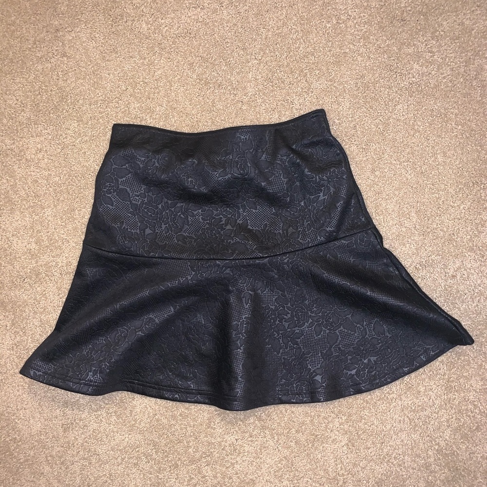 Leather Floral Patterned Skirt